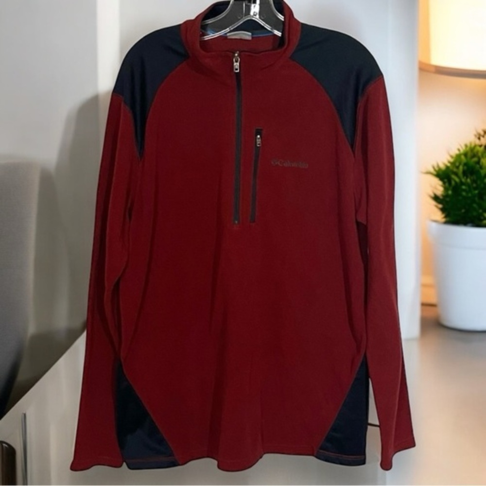 Columbia Men’s Garnet & Black‎ 1/4 Zip Fleece Pullover